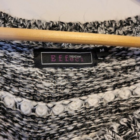 Effeci Creazioni Black White Blended Striped Cable Knit Pullover Sweater Size M - Picture 3 of 11